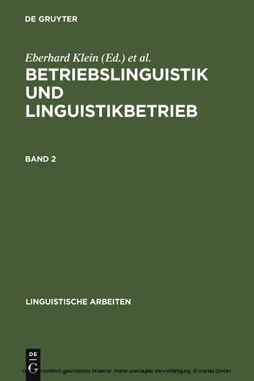 Betriebslinguistik und Linguistikbetrieb main product photo
