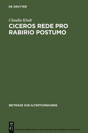 Ciceros Rede Pro Rabirio Postumo main product photo