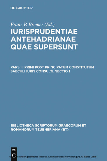 Primi post principatum constitutum saeculi iuris consulti. Sectio 1. Sectio.1 main product photo