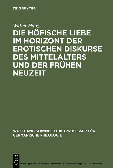 Die höfische Liebe im Horizont der erotischen Diskurse des Mittelalters und der Frühen Neuzeit main product photo