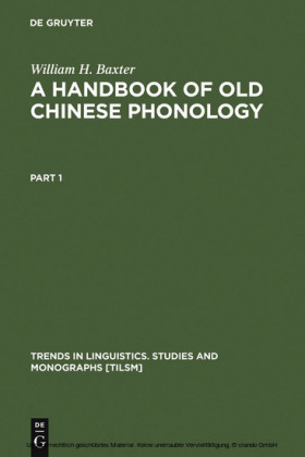 A Handbook of Old Chinese Phonology