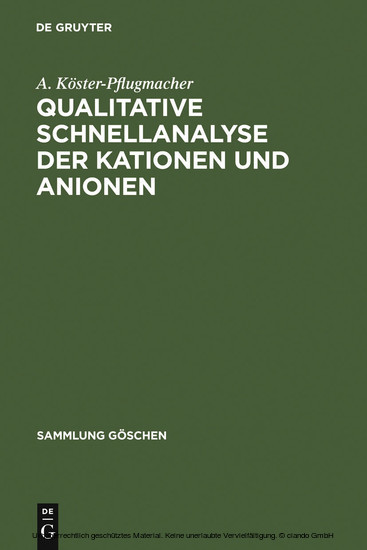 Qualitative Schnellanalyse der Kationen und Anionen main product photo