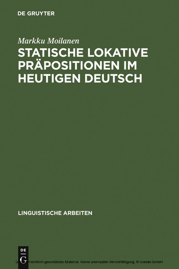 Statische lokative Präpositionen im heutigen Deutsch main product photo