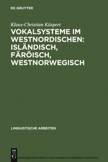 Vokalsysteme im Westnordischen: Isländisch, Färöisch, Westnorwegisch main product photo