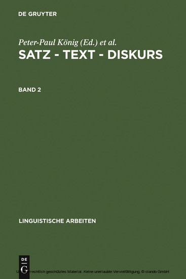 Satz - Text - Diskurs. Band 2. Bd.2 main product photo