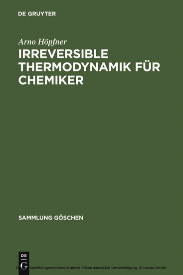 Irreversible Thermodynamik für Chemiker main product photo