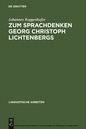 Zum Sprachdenken Georg Christoph Lichtenbergs main product photo