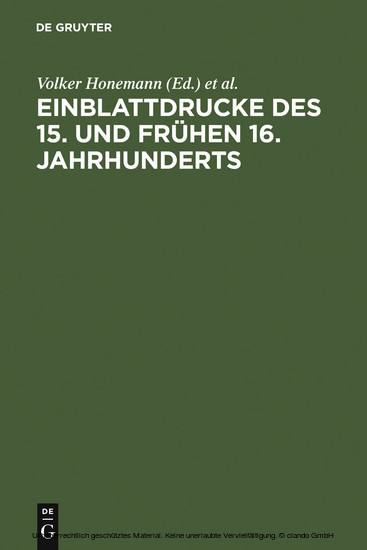 Einblattdrucke des 15. und frühen 16. Jahrhunderts main product photo
