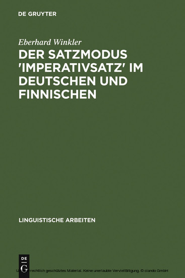 Der Satzmodus 'Imperativsatz' im Deutschen und Finnischen main product photo