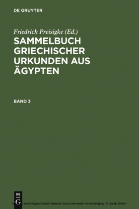 Sammelbuch griechischer Urkunden aus Ägypten. Band 3