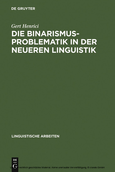 Die Binarismus-Problematik in der neueren Linguistik main product photo