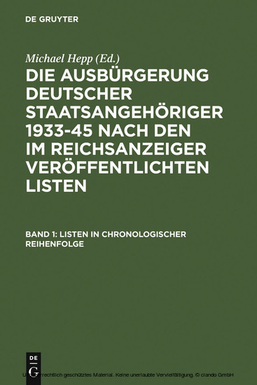 Listen in chronologischer Reihenfolge / Lists in chronological order main product photo