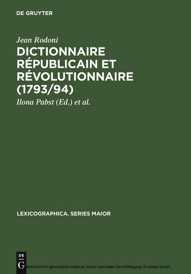Dictionnaire Républicain et Révolutionnaire (1793/94) main product photo
