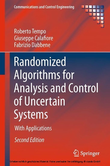 Randomized Algorithms for Analysis and Control of Uncertain Systems main product photo
