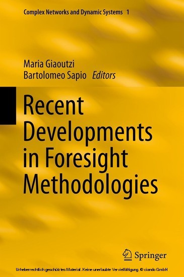 Recent Developments in Foresight Methodologies main product photo
