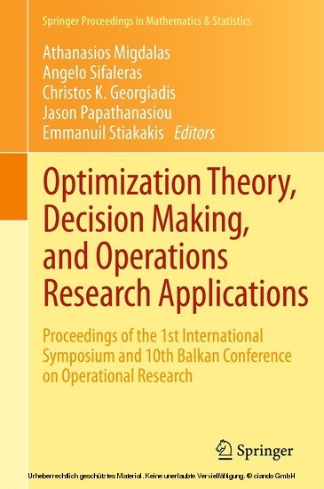 Optimization Theory, Decision Making, and Operations Research Applications main product photo