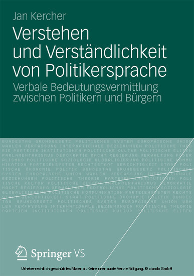 Verstehen und Verständlichkeit von Politikersprache main product photo