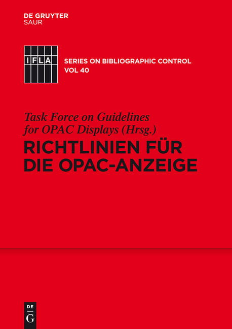 Richtlinien für die OPAC-Anzeige main product photo