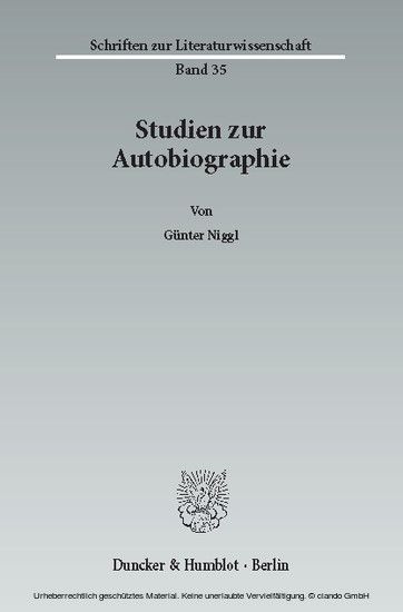 Studien zur Autobiographie. main product photo
