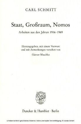 Staat, Großraum, Nomos.