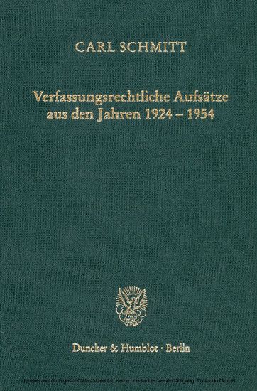 Verfassungsrechtliche Aufsätze aus den Jahren 1924-1954. main product photo