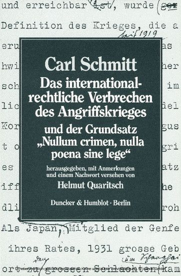 Das internationalrechtliche Verbrechen des Angriffskrieges und der Grundsatz "Nullum crimen, nulla poena sine lege". main product photo