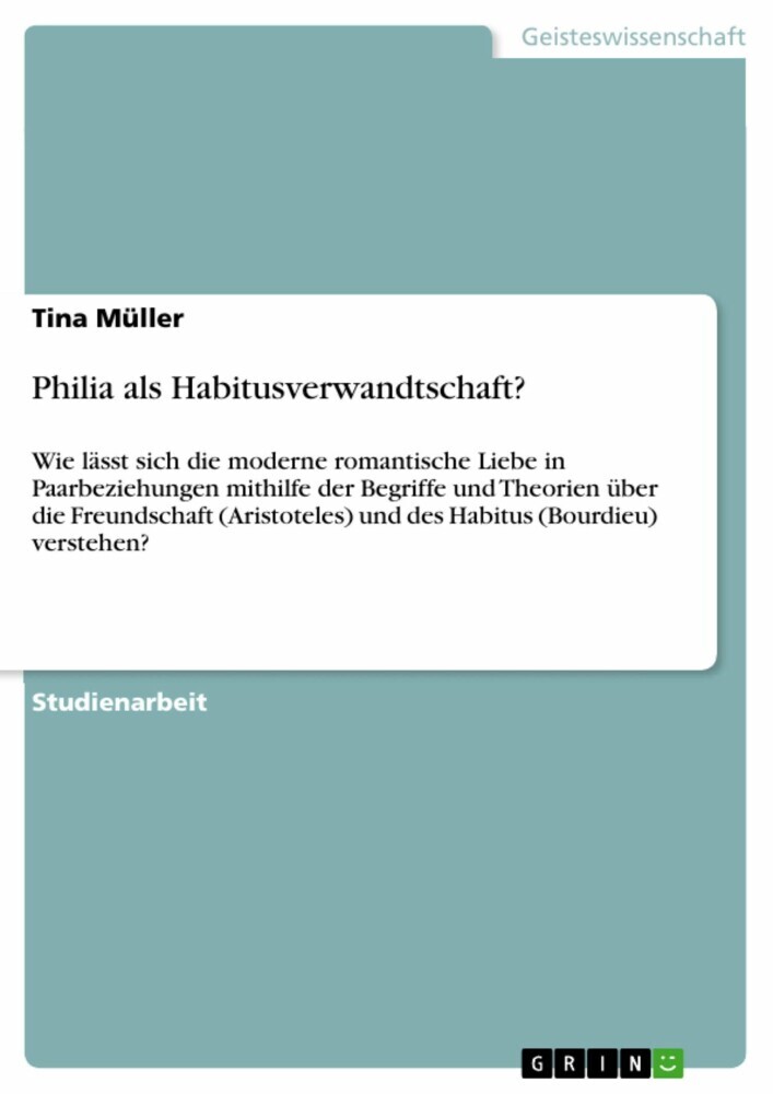 Philia als Habitusverwandtschaft? main product photo