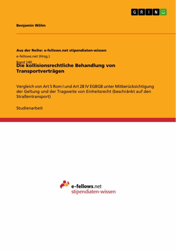 Die kollisionsrechtliche Behandlung von Transportverträgen main product photo