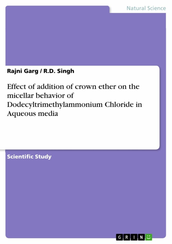 Effect of addition of crown ether on the micellar behavior of Dodecyltrimethylammonium Chloride in Aqueous media main product photo