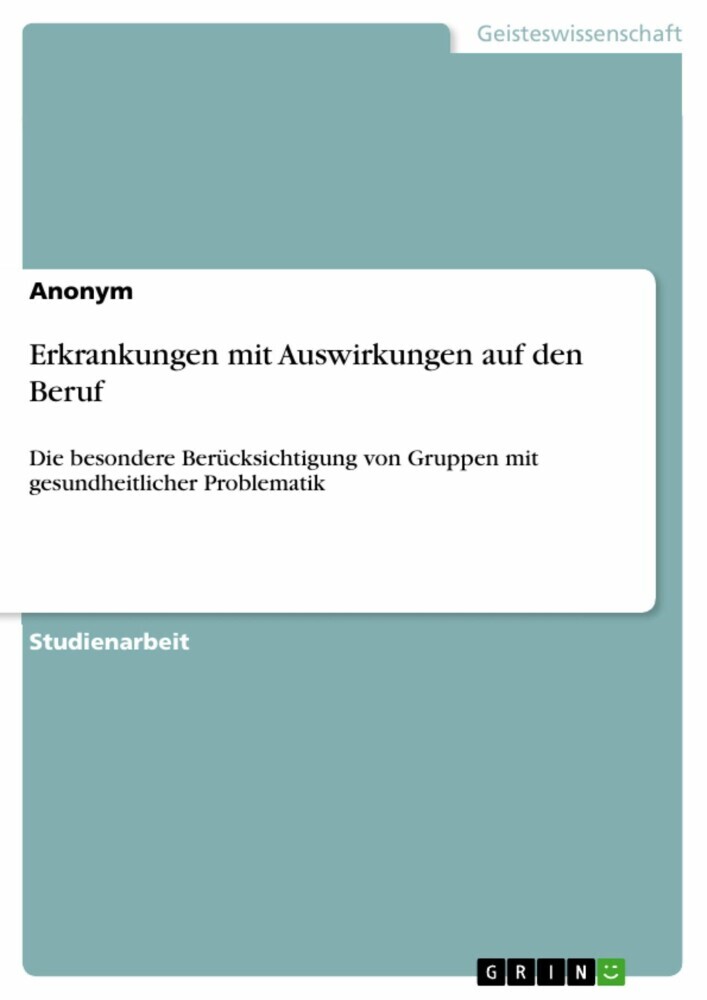 Erkrankungen mit Auswirkungen auf den Beruf main product photo