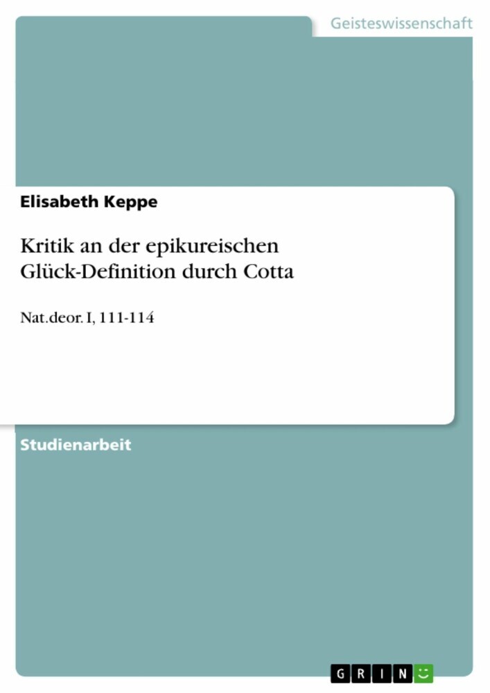 Kritik an der epikureischen Glück-Definition durch Cotta main product photo