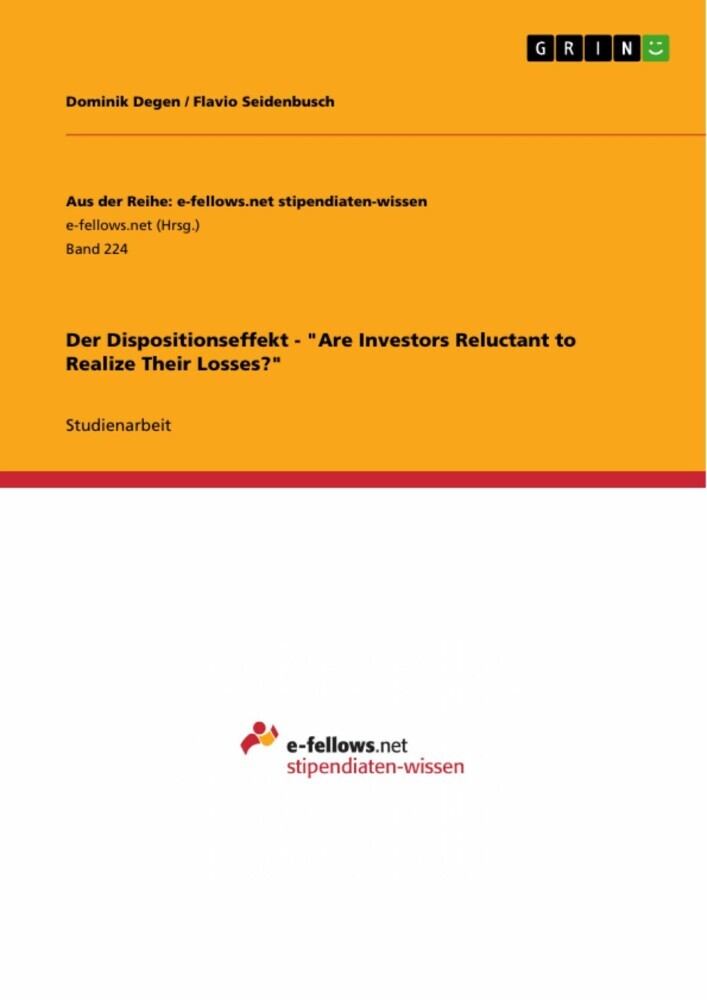 Der Dispositionseffekt - 'Are Investors Reluctant to Realize Their Losses?' main product photo