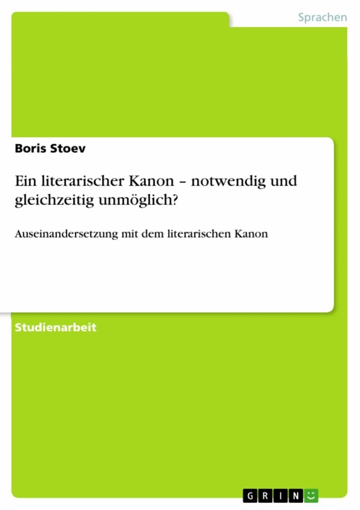 Ein literarischer Kanon - notwendig und gleichzeitig unmöglich? main product photo