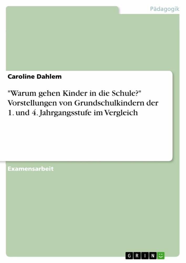 'Warum gehen Kinder in die Schule?' Vorstellungen von Grundschulkindern der 1. und 4. Jahrgangsstufe im Vergleich main product photo