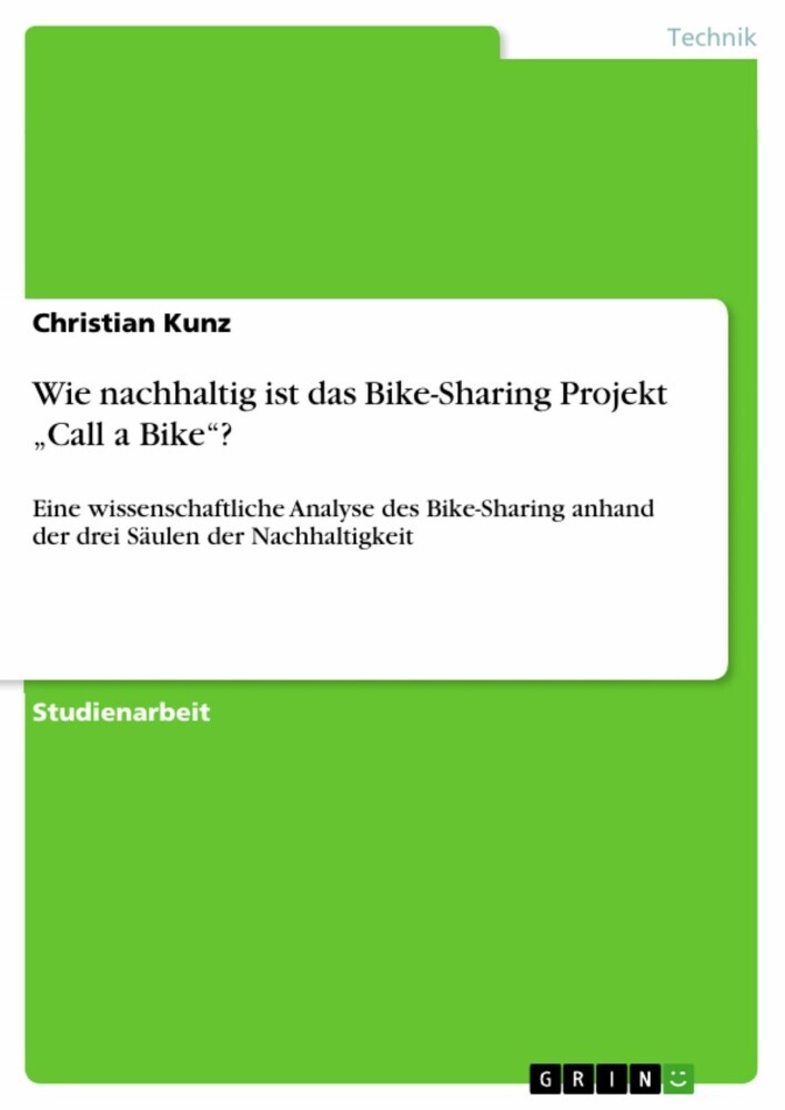 Wie nachhaltig ist das Bike-Sharing Projekt 'Call a Bike'? main product photo