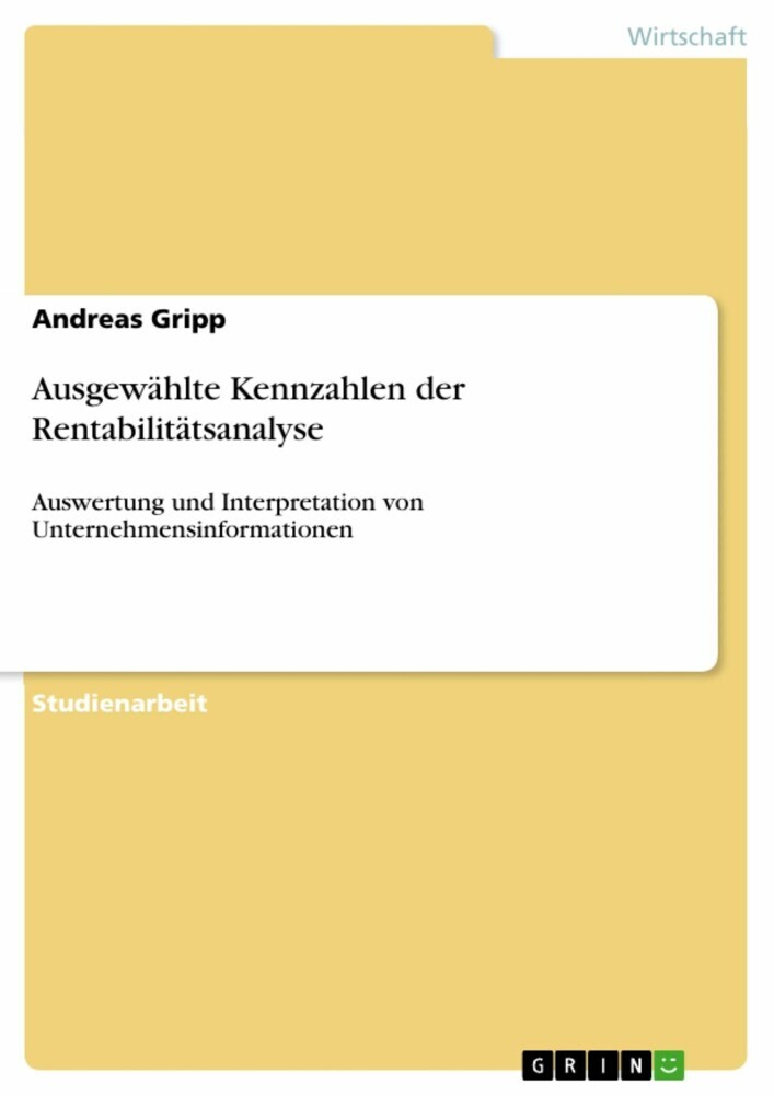 Ausgewählte Kennzahlen der Rentabilitätsanalyse main product photo