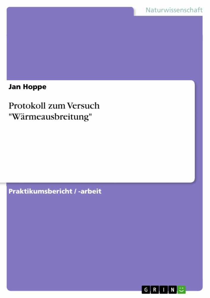 Protokoll zum Versuch 'Wärmeausbreitung' main product photo