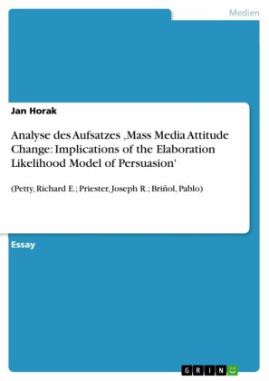 Analyse des Aufsatzes 'Mass Media Attitude Change: Implications of the Elaboration Likelihood Model of Persuasion'
