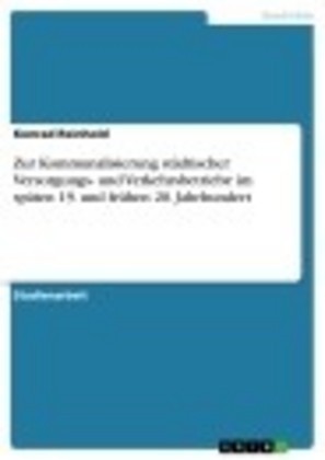 Zur Kommunalisierung städtischer Versorgungs- und Verkehrsbetriebe im späten 19. und frühen 20. Jahrhundert