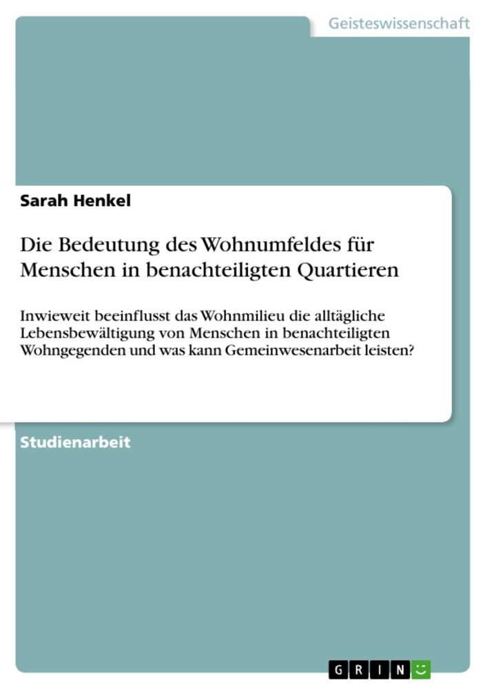 Die Bedeutung des Wohnumfeldes für Menschen in benachteiligten Quartieren main product photo