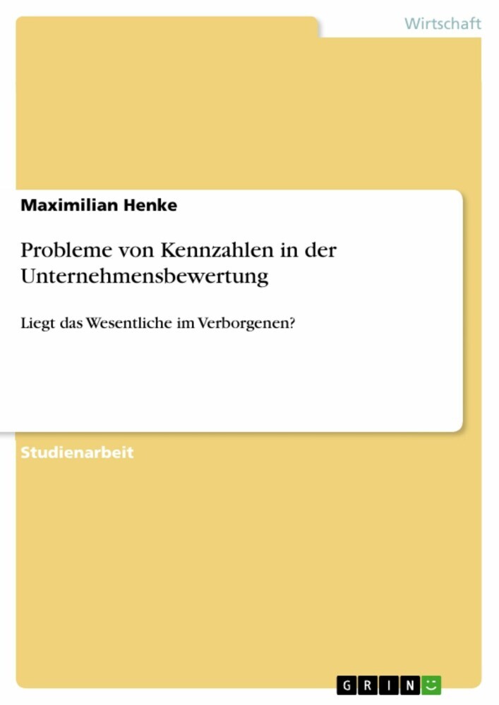 Probleme von Kennzahlen in der Unternehmensbewertung main product photo