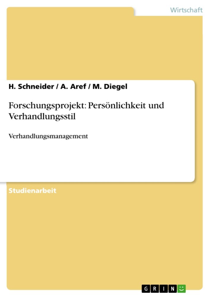 Forschungsprojekt: Persönlichkeit und Verhandlungsstil main product photo