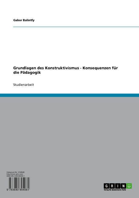 Grundlagen des Konstruktivismus - Konsequenzen für die Pädagogik main product photo