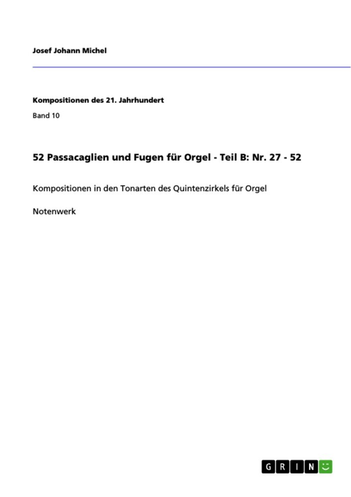 52 Passacaglien und Fugen für Orgel - Teil B: Nr. 27 - 52 main product photo