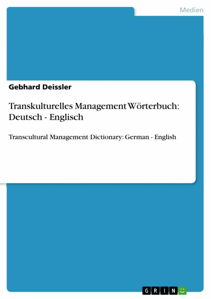 Transkulturelles Management Wörterbuch: Deutsch - Englisch main product photo