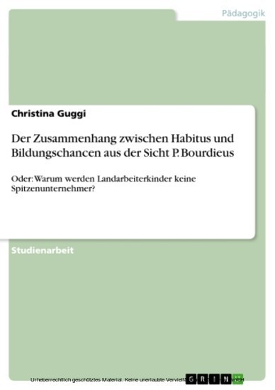 Der Zusammenhang zwischen Habitus und Bildungschancen aus der Sicht P. Bourdieus main product photo