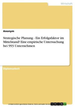 Strategische Planung als Erfolgsfaktor im Mittelstand? Eine empirische Untersuchung bei 993 Unternehmen main product photo