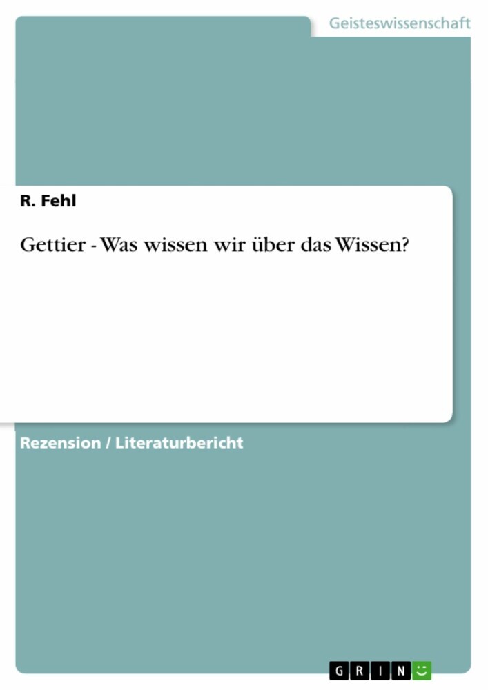 Gettier - Was wissen wir über das Wissen? main product photo