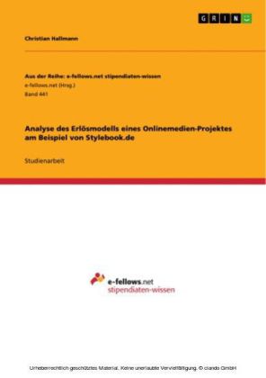 Analyse des Erlösmodells eines Onlinemedien-Projektes am Beispiel von Stylebook.de main product photo