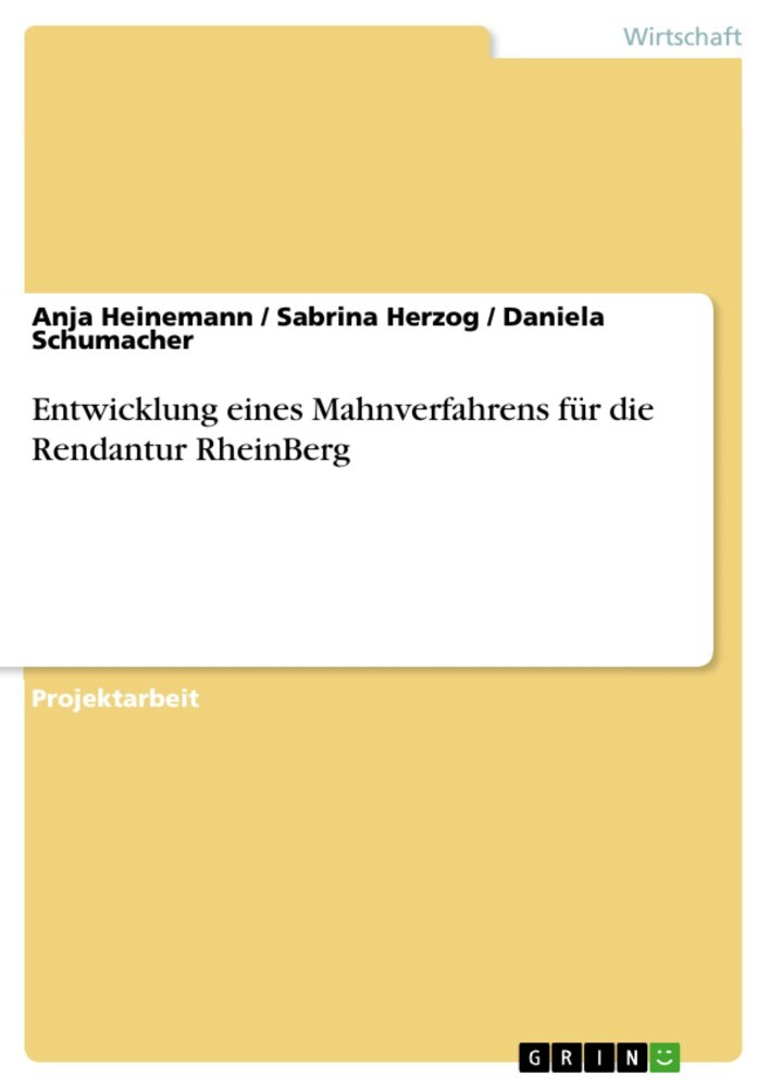 Entwicklung eines Mahnverfahrens für die Rendantur RheinBerg main product photo